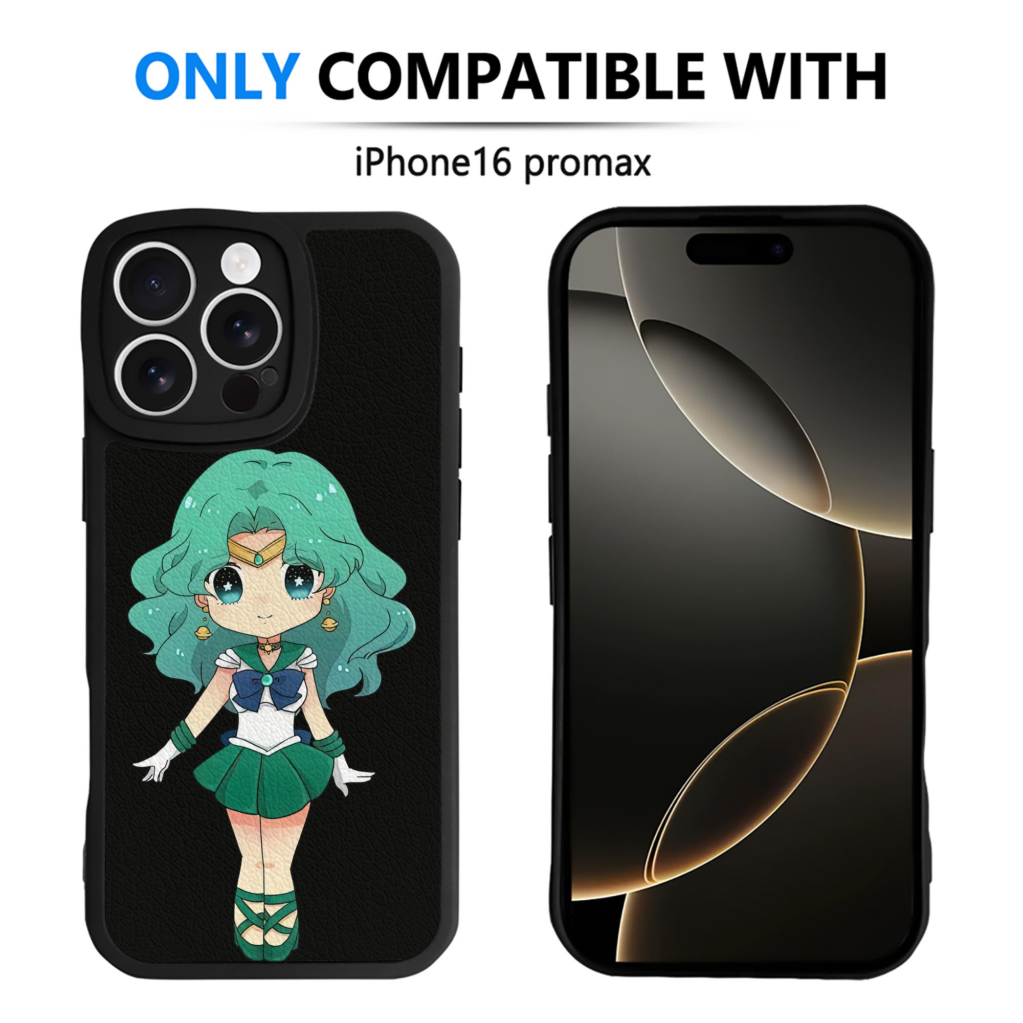 （画像用） 美少女戦士セーラームーン 海王 みちる（かいおう みちる） Sailor Moon Kaiou Michiru 【iPhone 16シリーズ対応】シリコンスマホケース（レザー調） 材質：シリコン